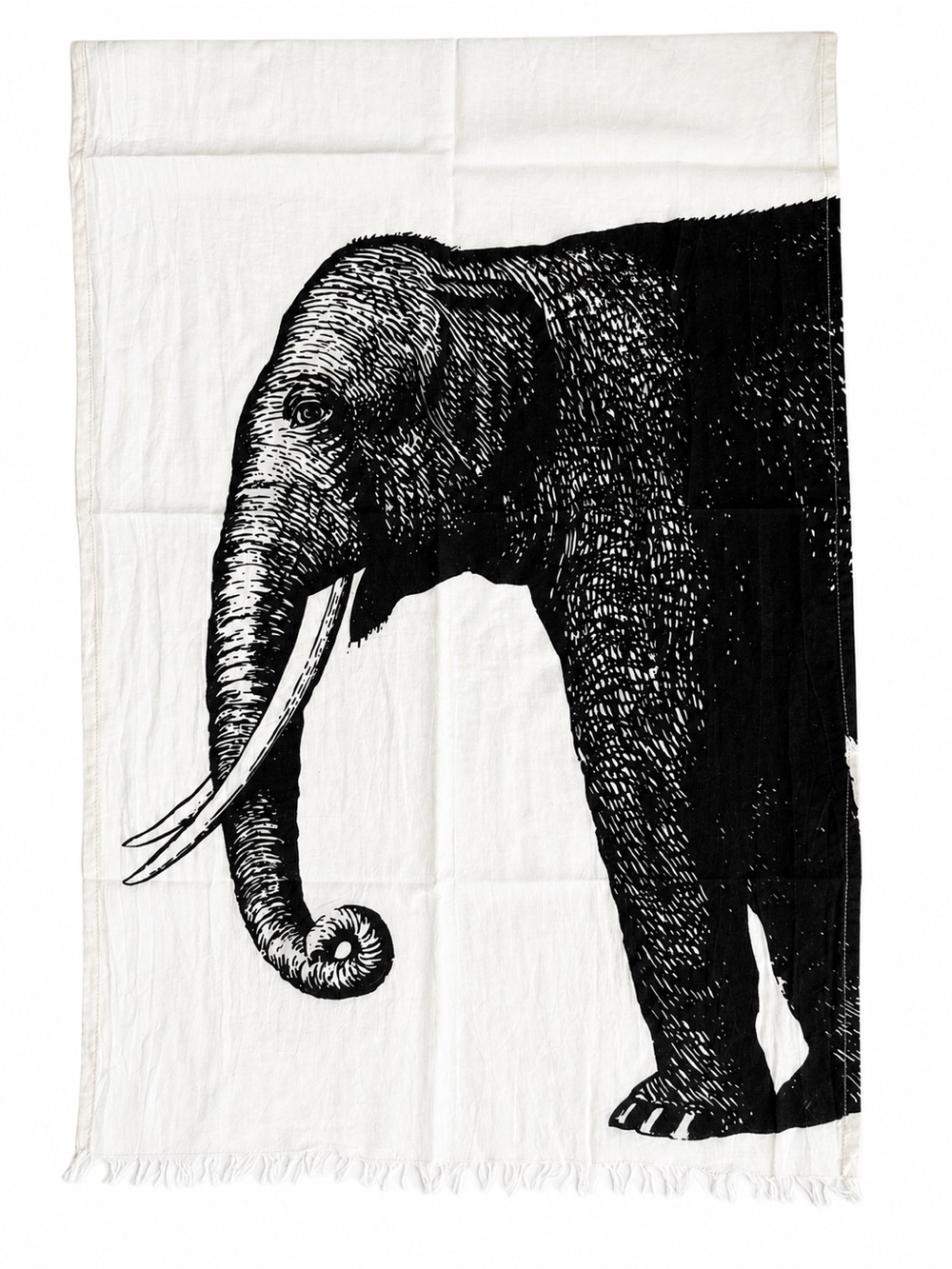 Thomas Paul Elephant Hand Screened Cotton Scarf Oversized Wearable Art Boho